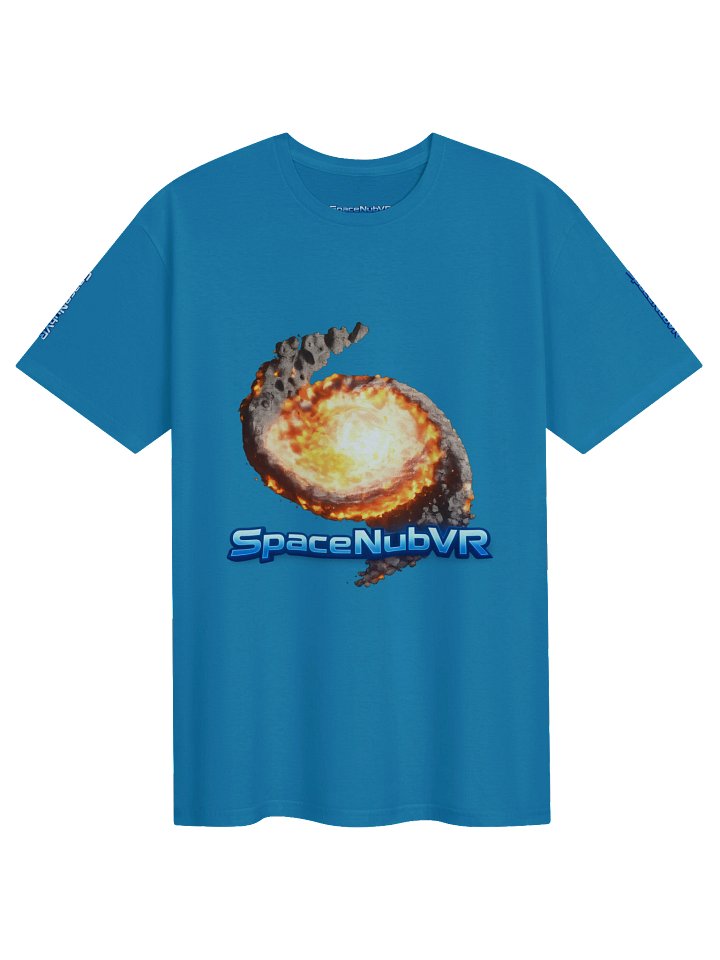 Front of the SpaceNubVR First Edition Blue Shirt