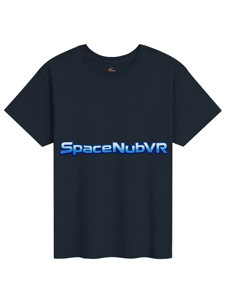 Front of the first SpaceNubVR navy blue shirt